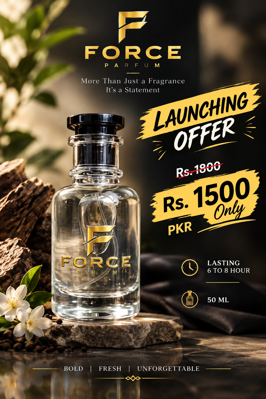 FORCE Parfum 50ML – Long Lasting Fragrance | 6–8 Hours